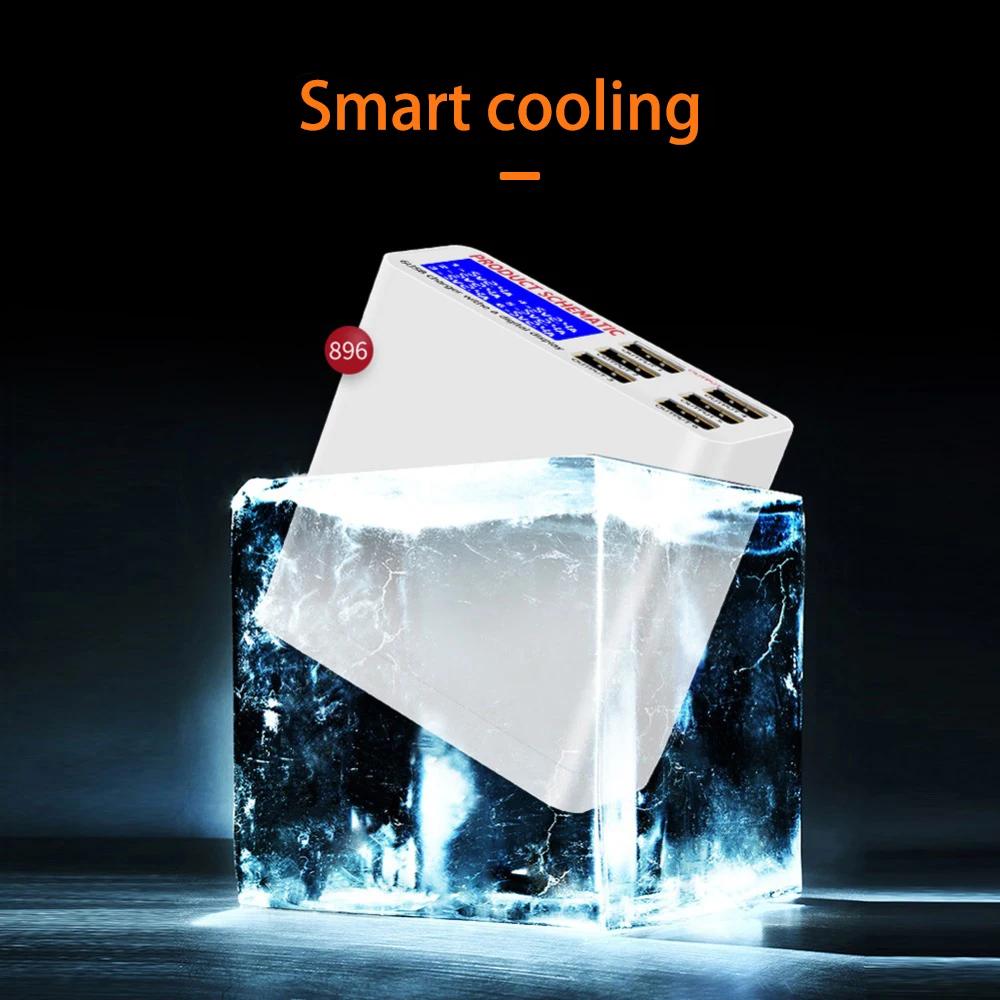 QC 3.0 USB Charger Station with LCD Display 6 USB Ports Desktop Smart Fast Charging HUB Stands for IPhone Por MAX Tablet PC