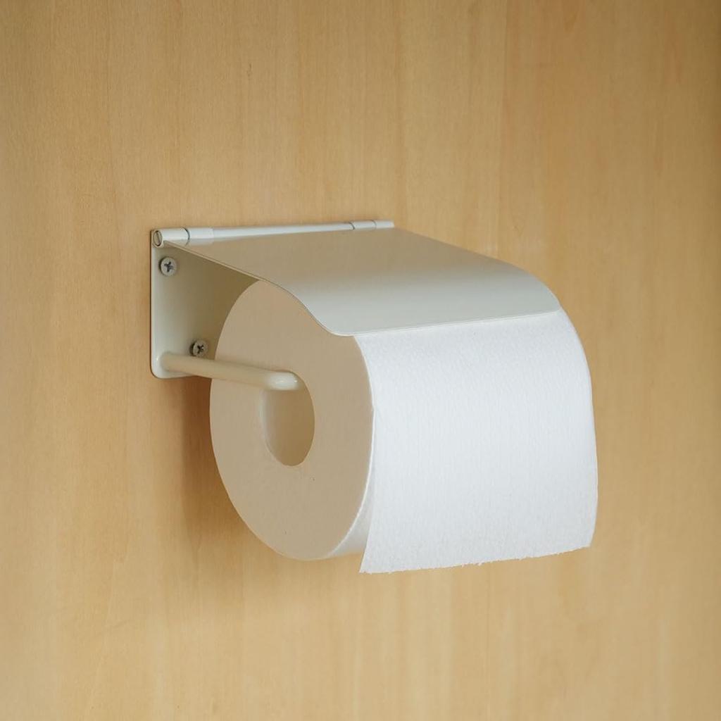 Dulton Stainless Steel Toilet Paper Holder Cover Ivory RN-1065BK, Minimalist Wall Mounted Bathroom Tissue Roll Hanger