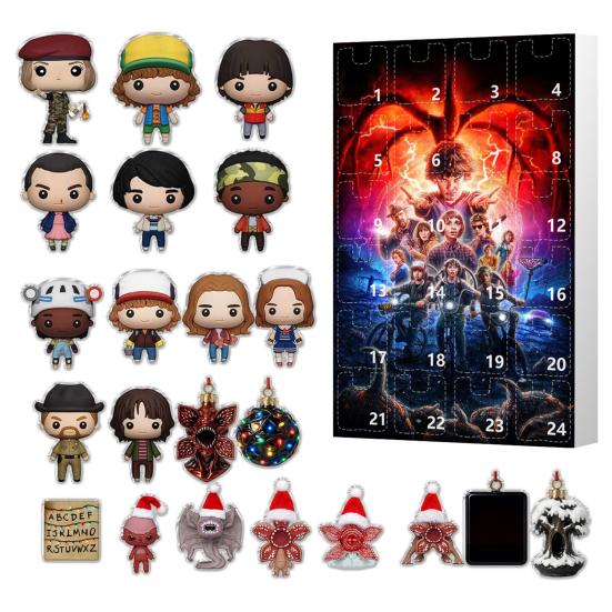 Stranger Things Adventskalender 24 Dagars Julnedräkningslåda Multifunktionella Juldekorationer för Barnrum Bilar Och Fester Festlig Gåva