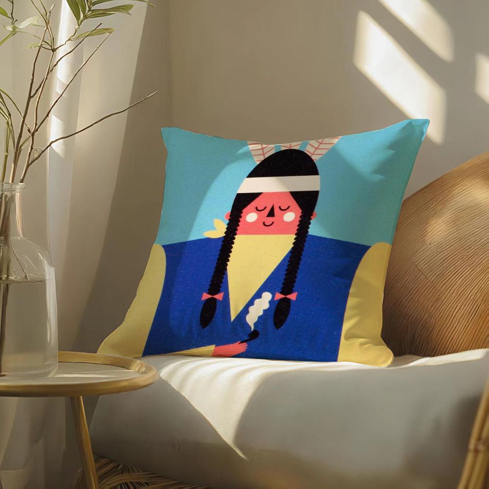 Illustration by DDawid Ryski Pillow Case Silky Elegant Comfort Sofa Bed Invisible Zipper