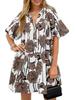 Womens Floral Button Down Shirt Dress Puff Sleeve Loose Fit Summer Mini Dress