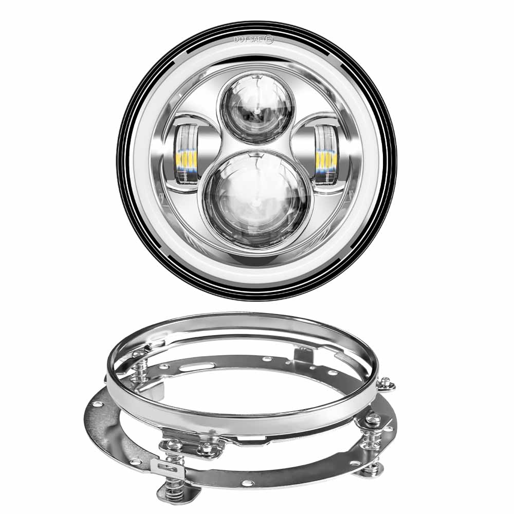 For 7" Led Projector Motorcycle Headlight + 4 1/2 Passing Lights For Touring Electra Glide Black 7 inch led Motorcycle Headlight