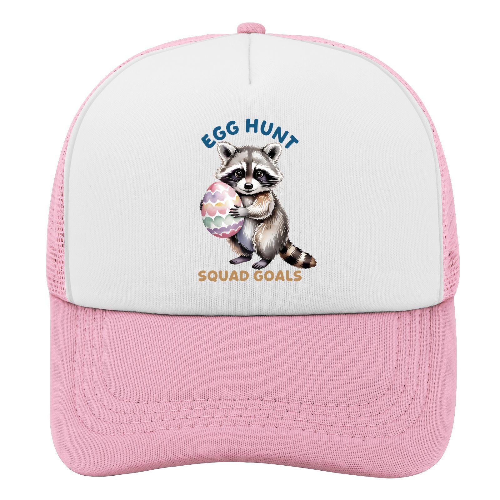 Raccoon Egg Hunt Squad Goals Trucker Hat Polyester Casual Baseball Cap Unisex Adult One Size