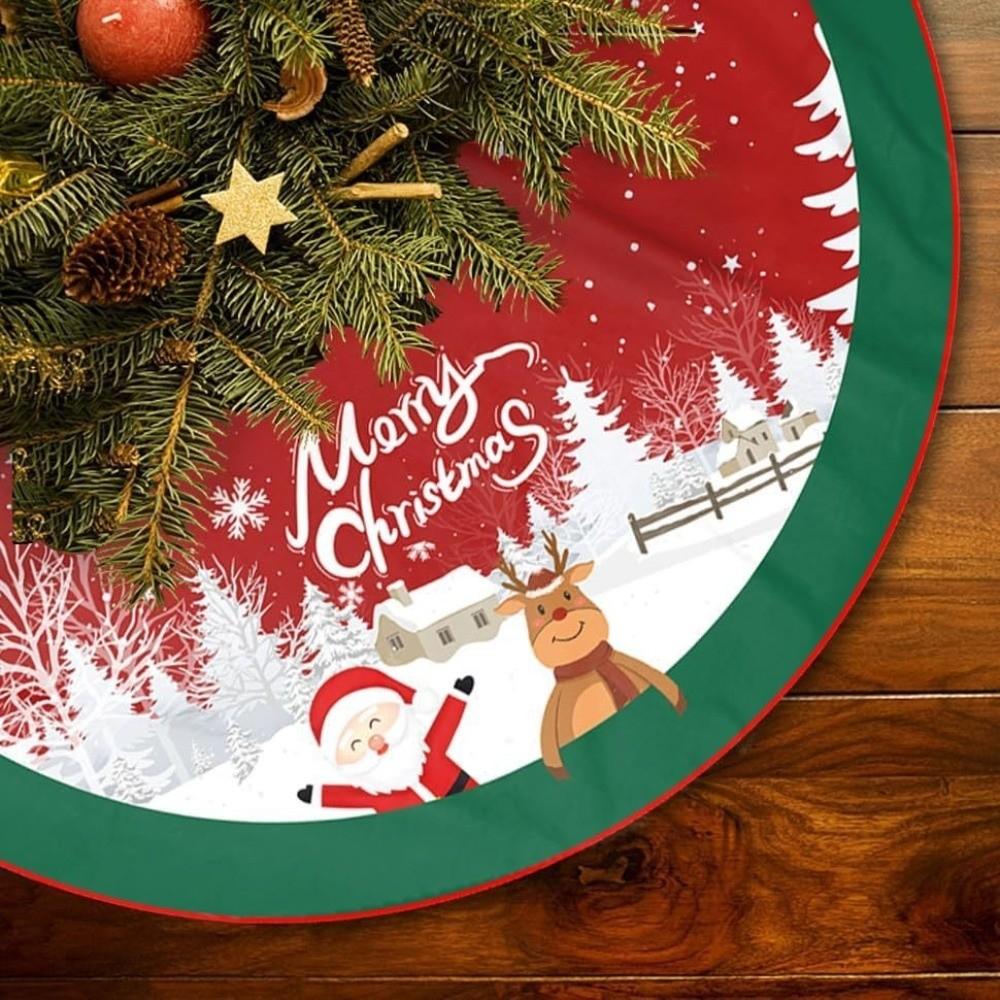 Jultomte Snöflingor Julgranskjol 35 tum Flanell Julgranskjol Krage Mjuk Juldekoration