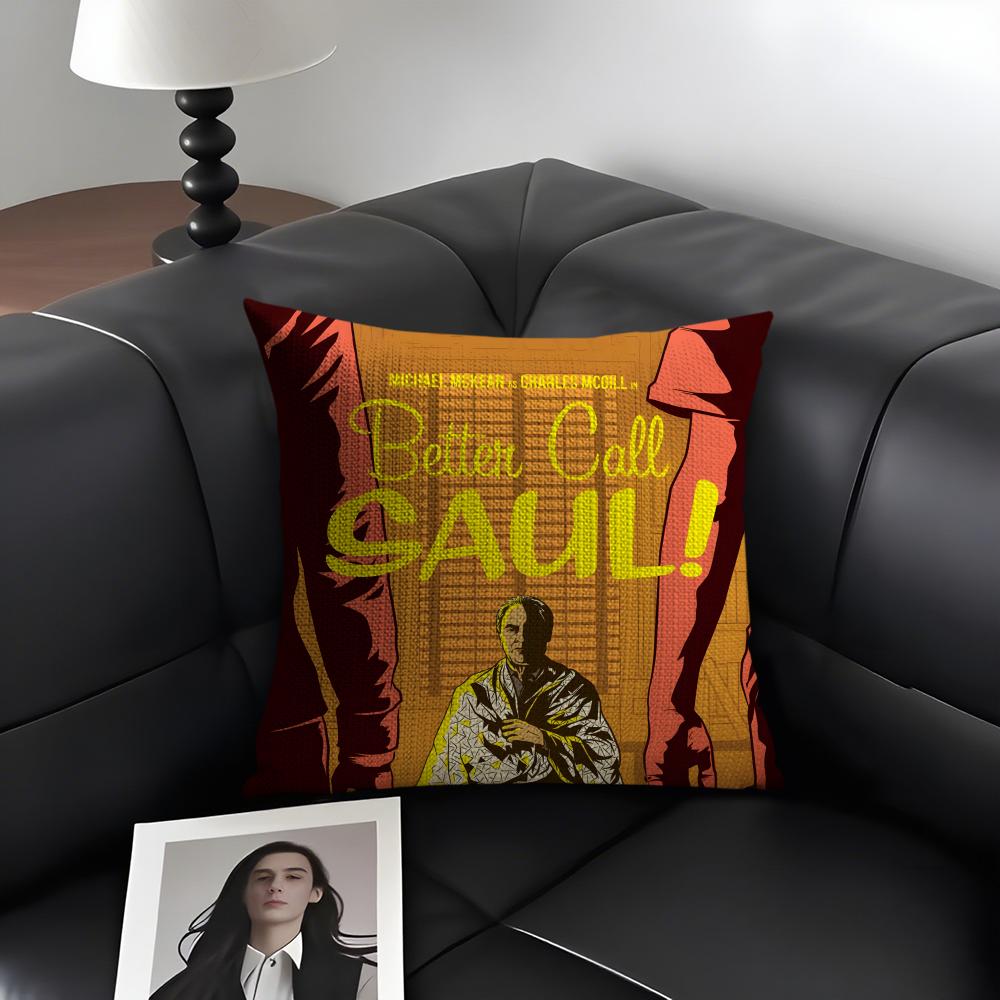 B-Better C-Call Saul Tv Series Cushion Cover Natural Linen Organic Fabric Double-Sided Printing Sofa Home Decor Gift Pillow Case