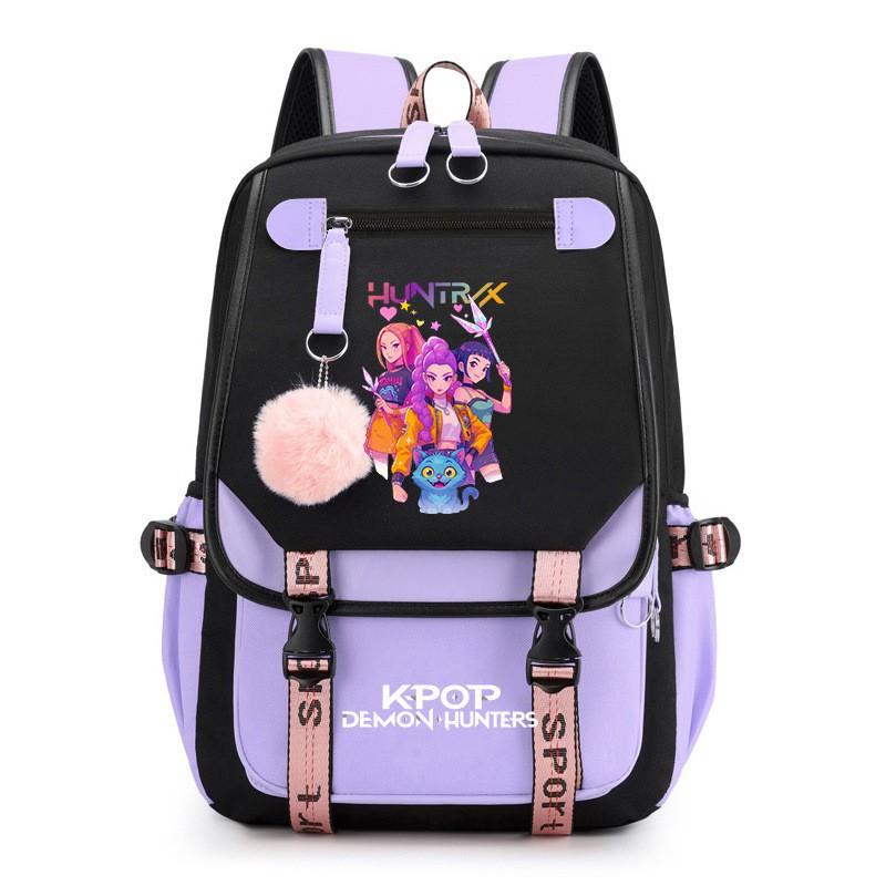 K-pop Inspired Anime Girl Group Backpack Students Teens School Use Lightweight Oxford Fabric With USB Port Padded Straps