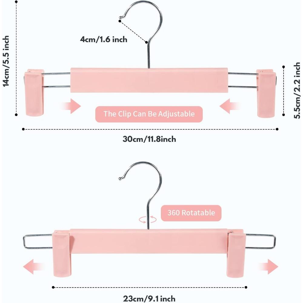 Věšáky na kalhoty s klipy, Věšáky na sukně, Otočné háčky o 360°, Prostorově úsporné věšáky na kalhoty, sukně, oblečení, džíny