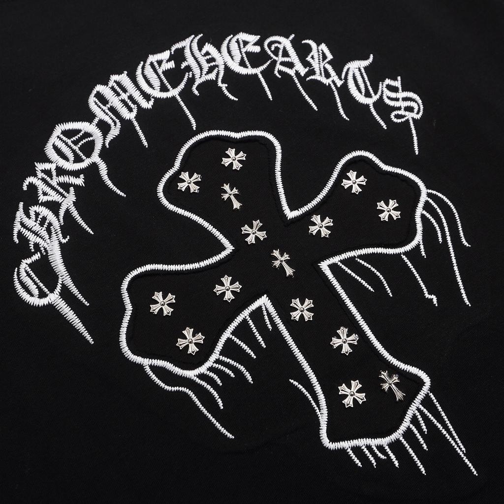 1966 CHROME HEARTS 2025 Lato Nowa Wysokiej Jakości Bawełna Okrągły Dekolt Luźny Duży Rozmiar Męski i Damski T-shirt Koszulka dla Pary