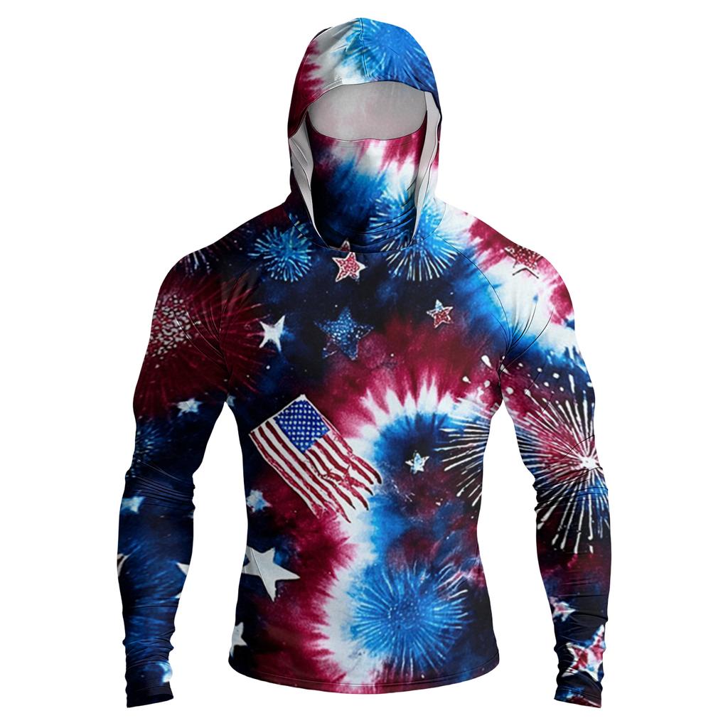 Men's Casual Raglan Sleeve Hoodie Long Sleeve Sun Protection Shirt Lightweight Breathable Fabric with Graphic Print for Outdoor Sports