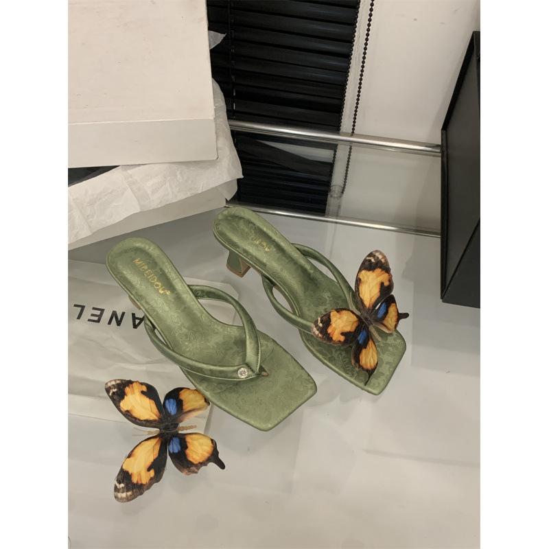 

2025 Босоножки на высоком каблуке с бабочками Черные Зеленые Розовые Синие 40 синий