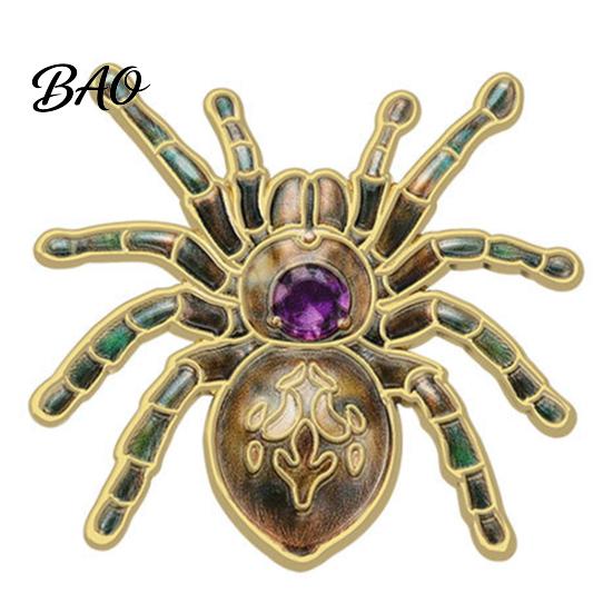 Fun Gifts for Halloween Gothic Spider Brooch Pin, Colorful Rhinestones Decor, Retro Animal Shape Fashion Alloy Decorative Lapel Pin Jackets