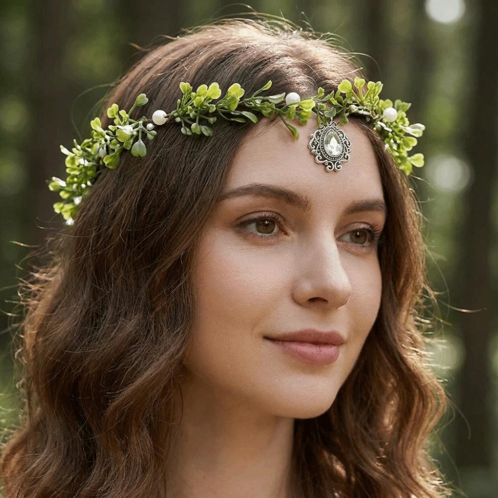 Leaf Wreath Elf Headband Simulate Tree Leaves Elven Princess Tiara Fairy Headpiece Flower Fairy