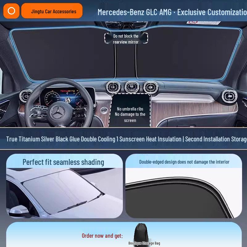 Mercedes Sunshade for GLC, C260L, E300L, GLB C-Class - Windshield Heat Insulation Curtain