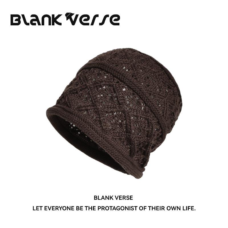 Hollow knitted headgear women's autumn new thin breathable face small big head circumference retro pullover hat