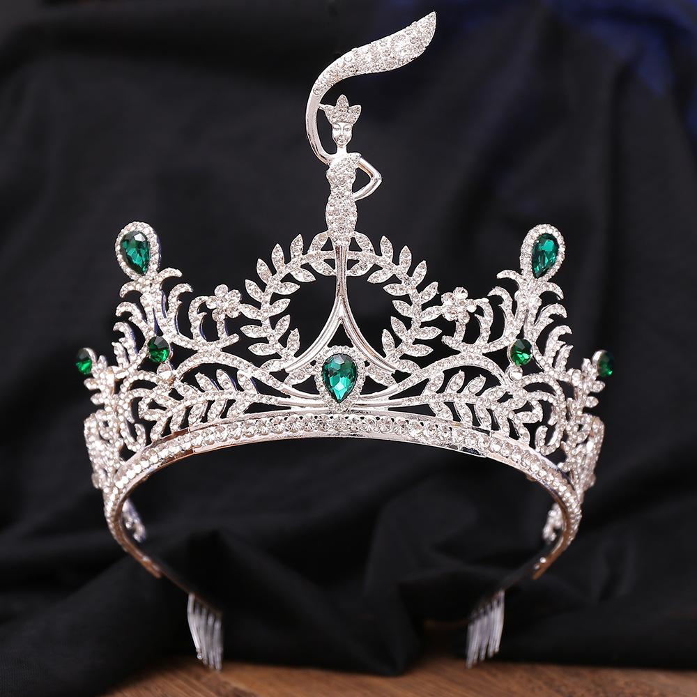2026 Beauty Pageant Crown Headgear, Bridal Hair Accessories, High-end European and American Crown Performance 15.5*12.8CM