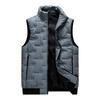 Men's Casual Solid Color Embossed Down Cotton Vest, Men's Thickened Loose Stand-up Collar Zip-up Coat