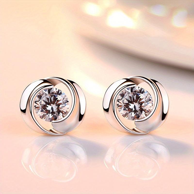 1Pc Rotating Love Earrings Corrugated Windmill Synthetic Zircon Earrings Fashion Earrings