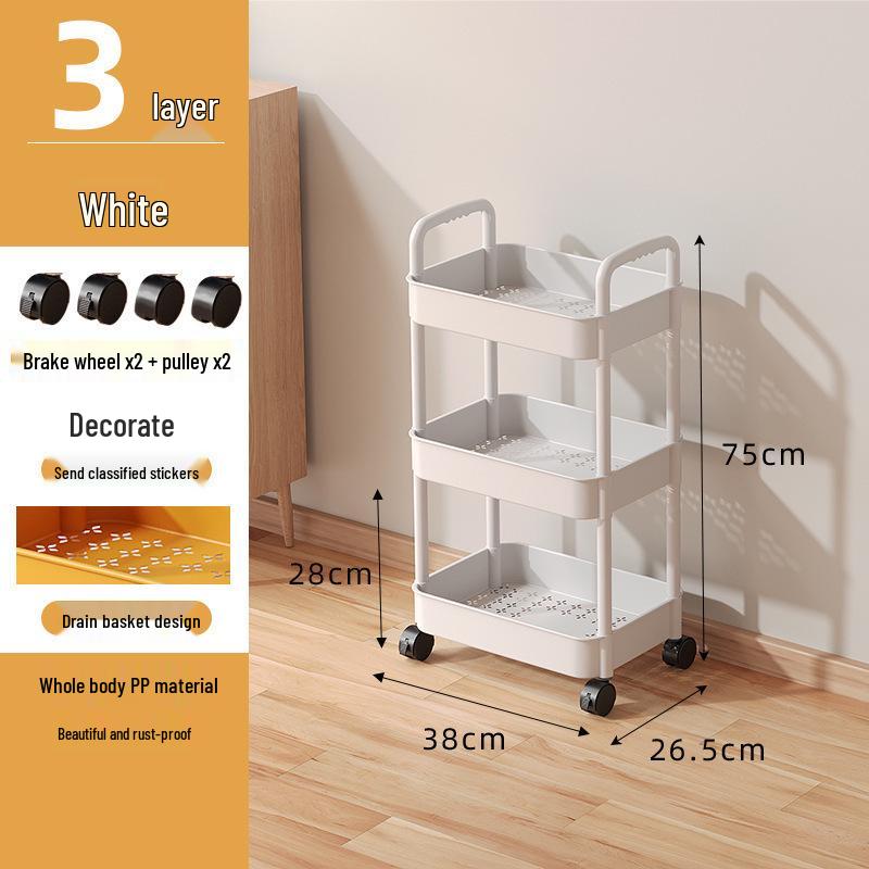 Foldable Snack Cart with Wheels for Kitchen, Bedroom & Toy Storage