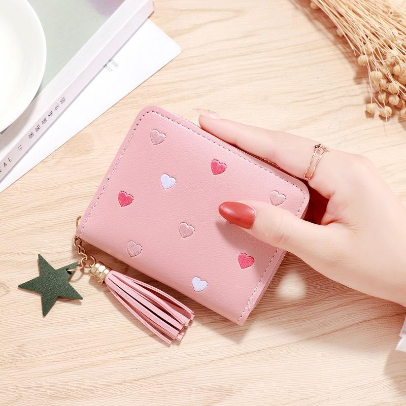 Women Small Wallet Ladies Mini Tassel Wallet Cute Short Zipper Lovely Pu Leather Coin Purse Female Hand Wallet Cartera