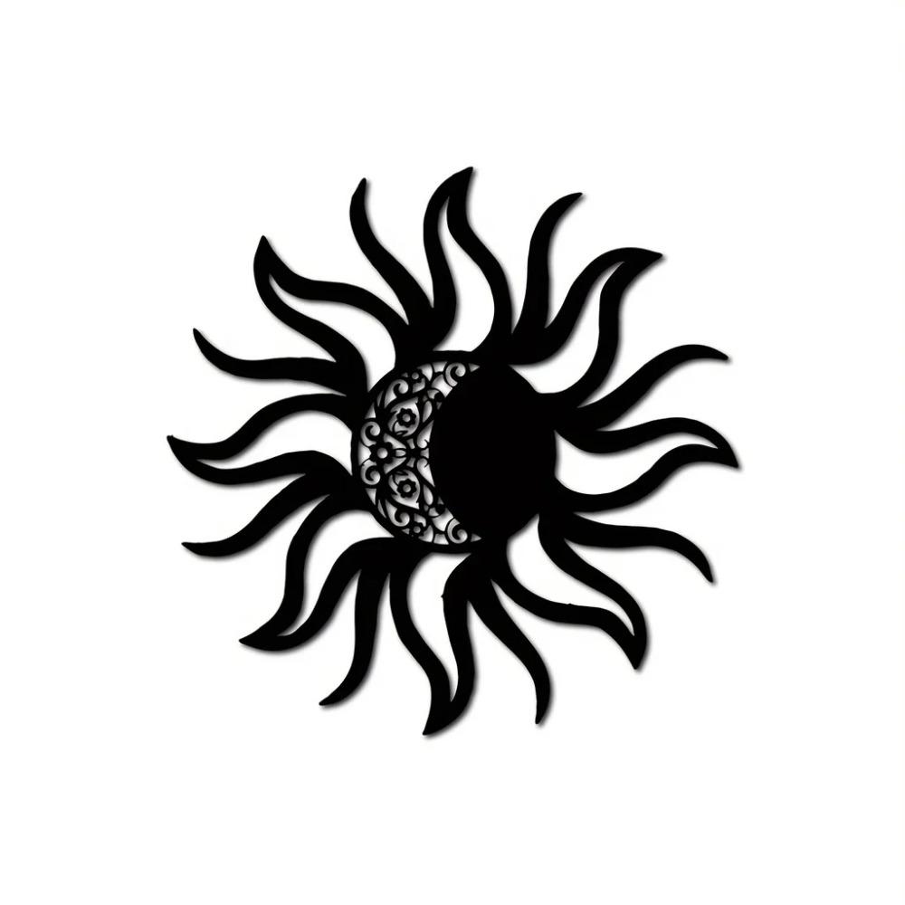1pc Metal Sun and Moon Art Wall Decor - Elegant Sun and Moon Sign - Iron Art Silhouette - Unique Metal Wall Hanging for Home