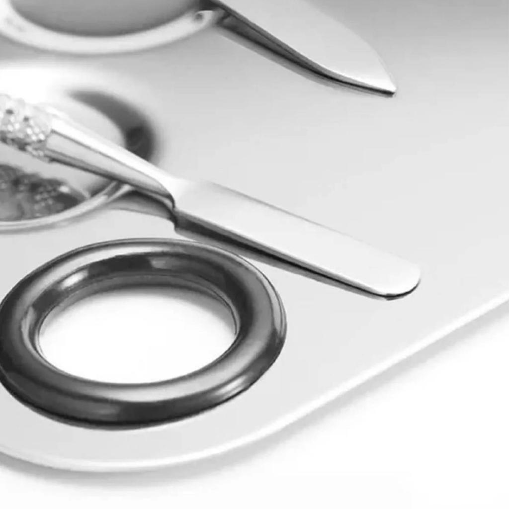 Stainless Steel Makeup Mixing Palette Nail Art Cosmetic Mixing Palette with Spatula for Makeup Artist