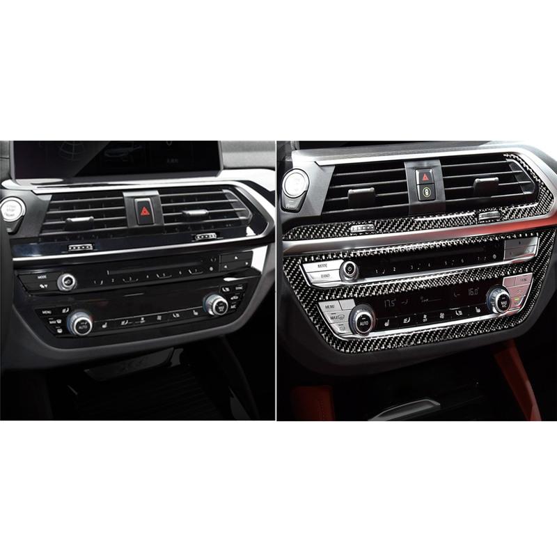 Real Carbon Fiber Car Accessories Center Climate Radio Decorative Cover Soft Sticker For BMW X3 G01 2018- X4 G02 -2024
