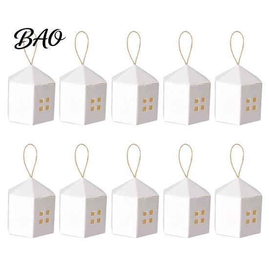 Party Supplies for Guests 10PCS House Shaped Candy Boxes with Lanyard, DIY Decorative Cardboard Hollow Window Gift Treat Containers, Small Item