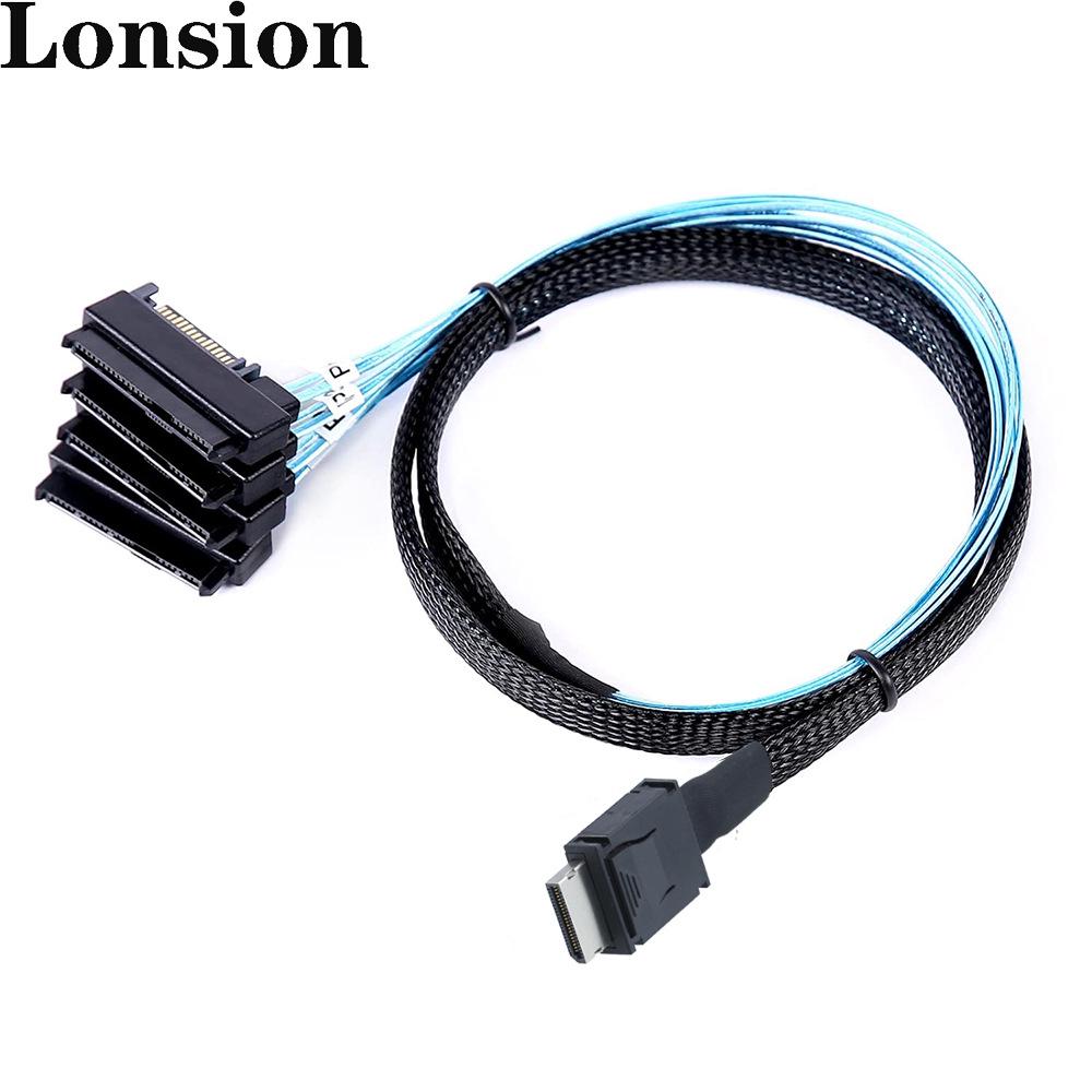 OCuLink PCIe SFF-8611 4i to SAS 4X 8482 High-Speed HDD Conversion Cable 0.5 meter чёрный