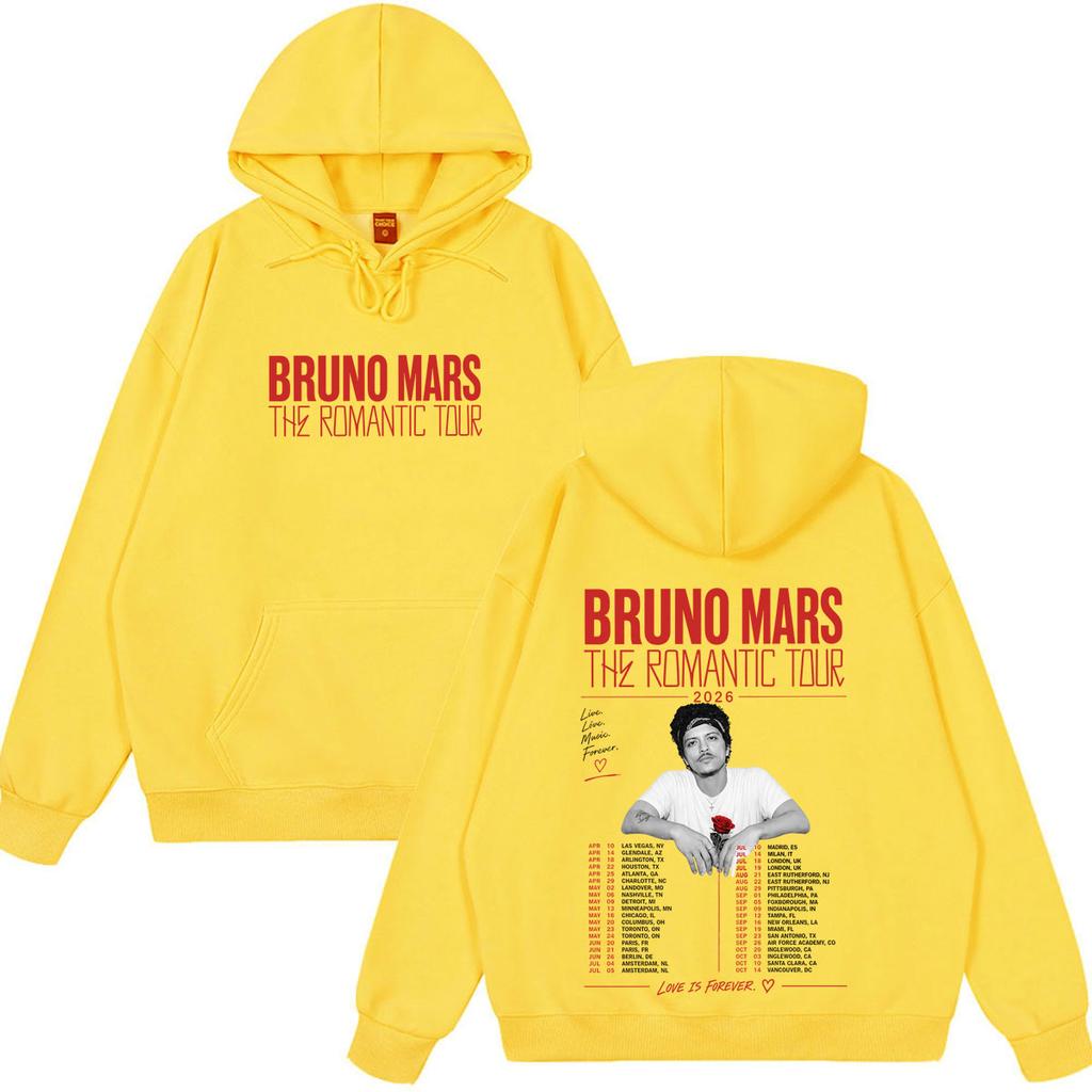 Bruno Mars The Romantic Tour Print Hoodie Man Woman Autumn Winter Aesthetic Trendy Vintage Sweatshirts