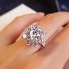 2 Carat Sunflower Real Moissanite Engagement Rings For Women   Copper18K White Gold Plated Wedding Band with GRA