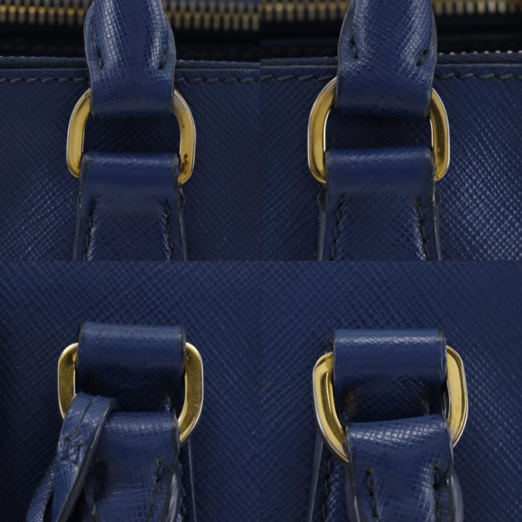 PRADA Galleria Tote Bag 2WAYShoulder Blue Safiano Women Used