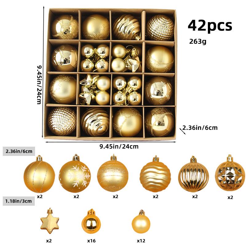 6CM Electroplated Irregular Painted Christmas Ball Ornaments Gift Box Set - Tree Hanging Decorations