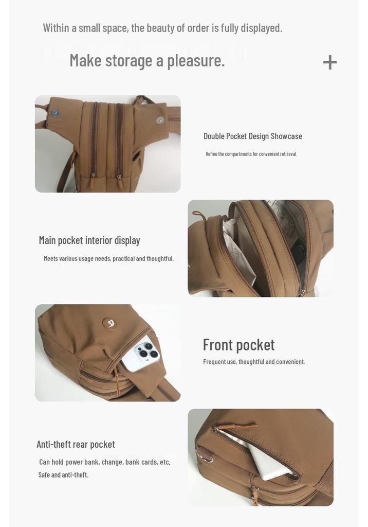 Women's Lightweight Nylon Crossbody Chest Bag - Versatile, Casual Travel Backpack for Moms