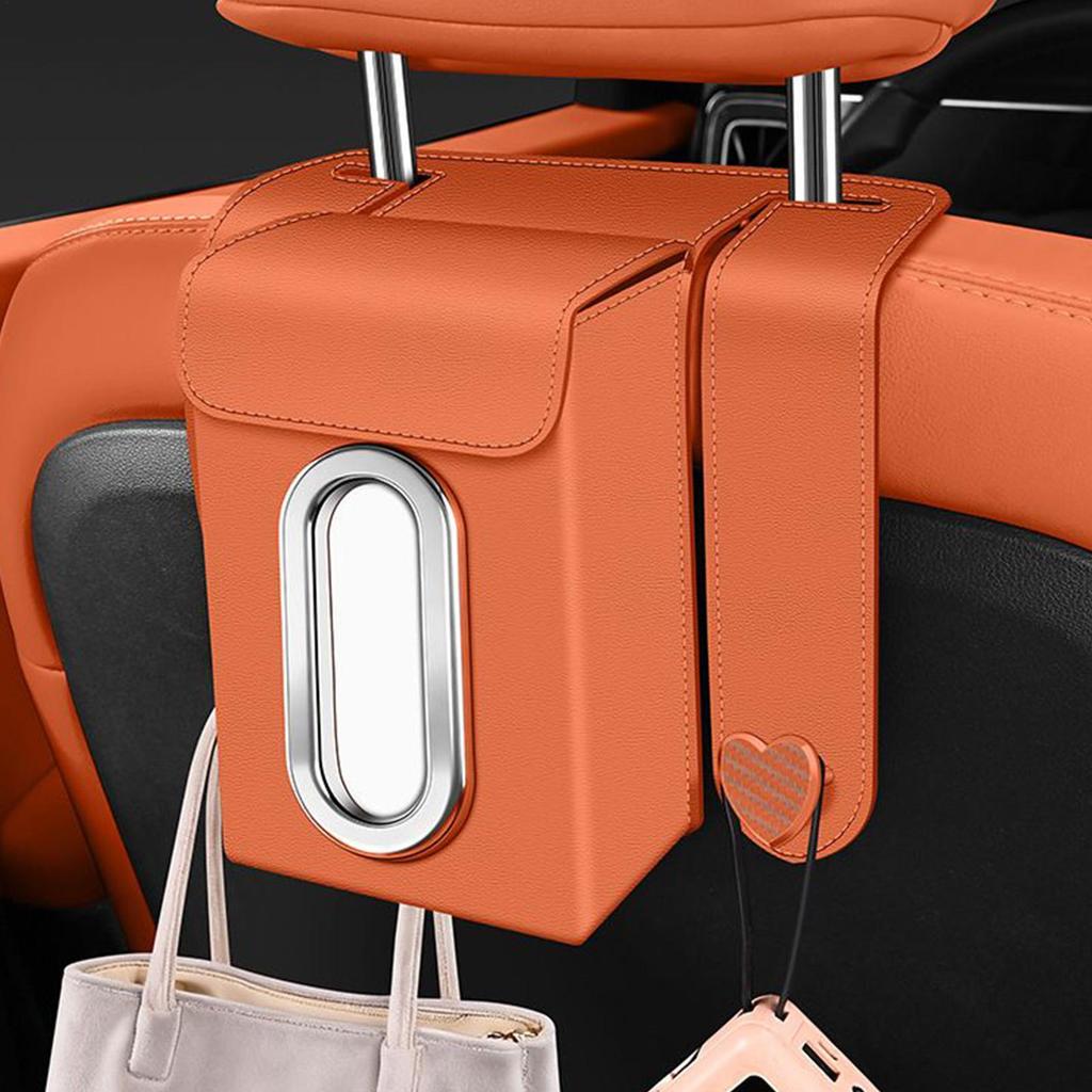 Car Tissue Holder Facial Paper Organizer with 2 Hooks Tissue Box Holder for Car for Backseat Headrest Travel Road Trip Interior