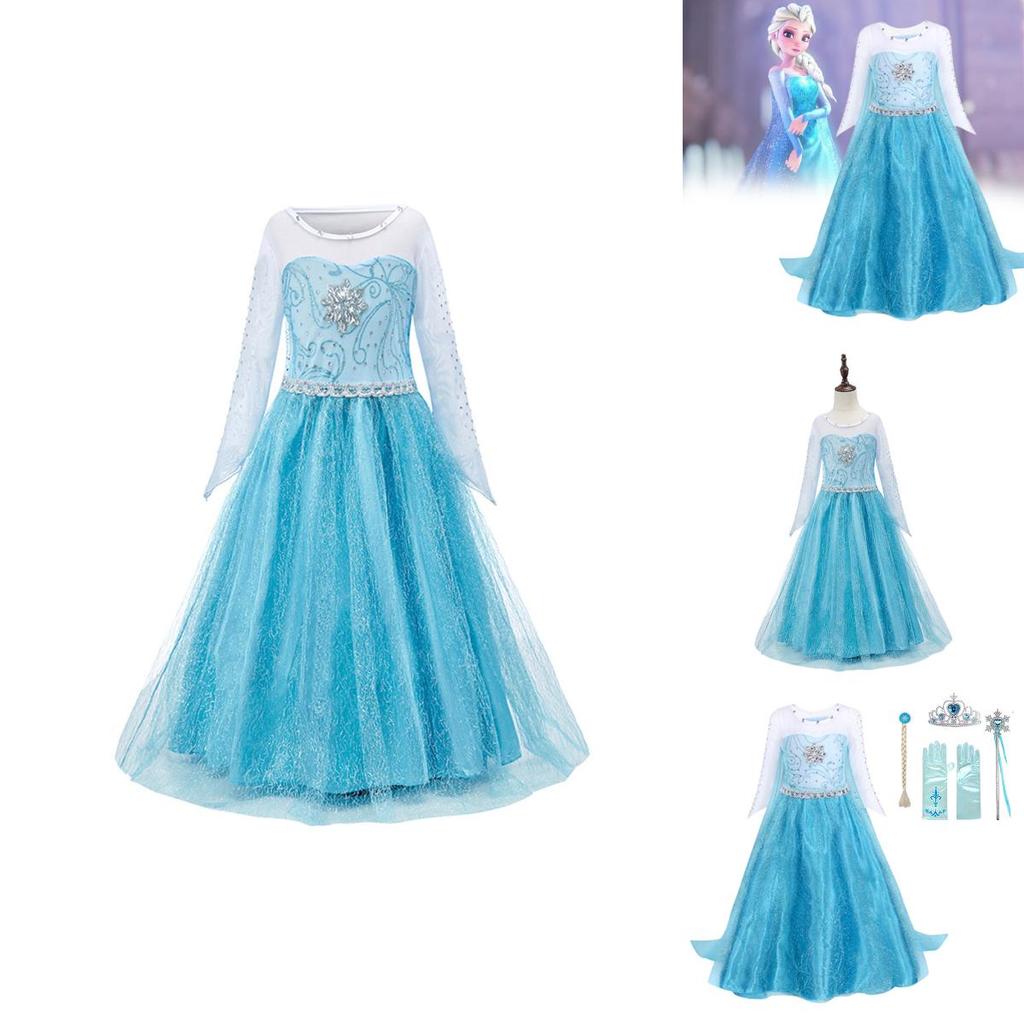 Elsa Princess Dress For Girls Halloween Costume Kids Fairy Tale Dress