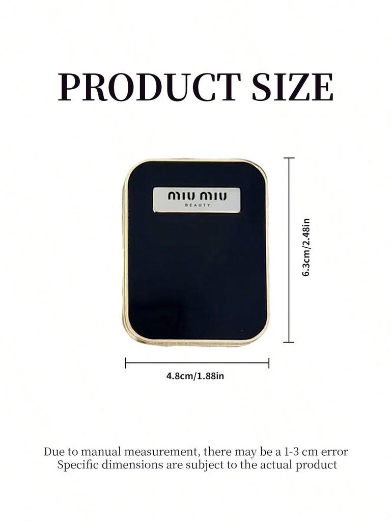 MIU MIU Miroir Compact Bordure Noir Doré Mini Double Face Portable de Poche Miroir de Maquillage pour Femmes Voyage Quotidien