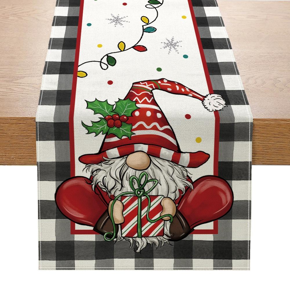 Festive Table Runner Christmas Decoration Polyester Dining Mat Creative Print Small Table Cover