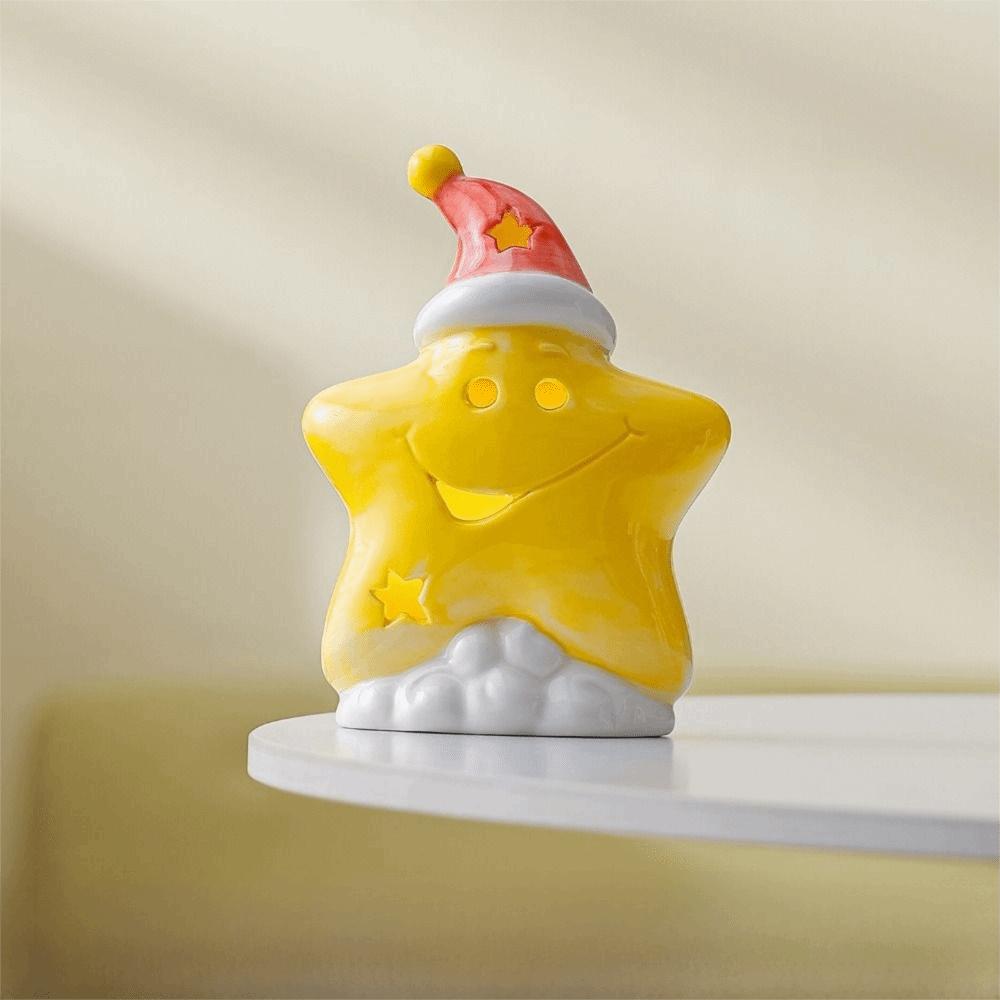 Warm Ambient Star Night Light Ceramic Material Table Ornament Festive Ceramic Lamp  Interior Spaces