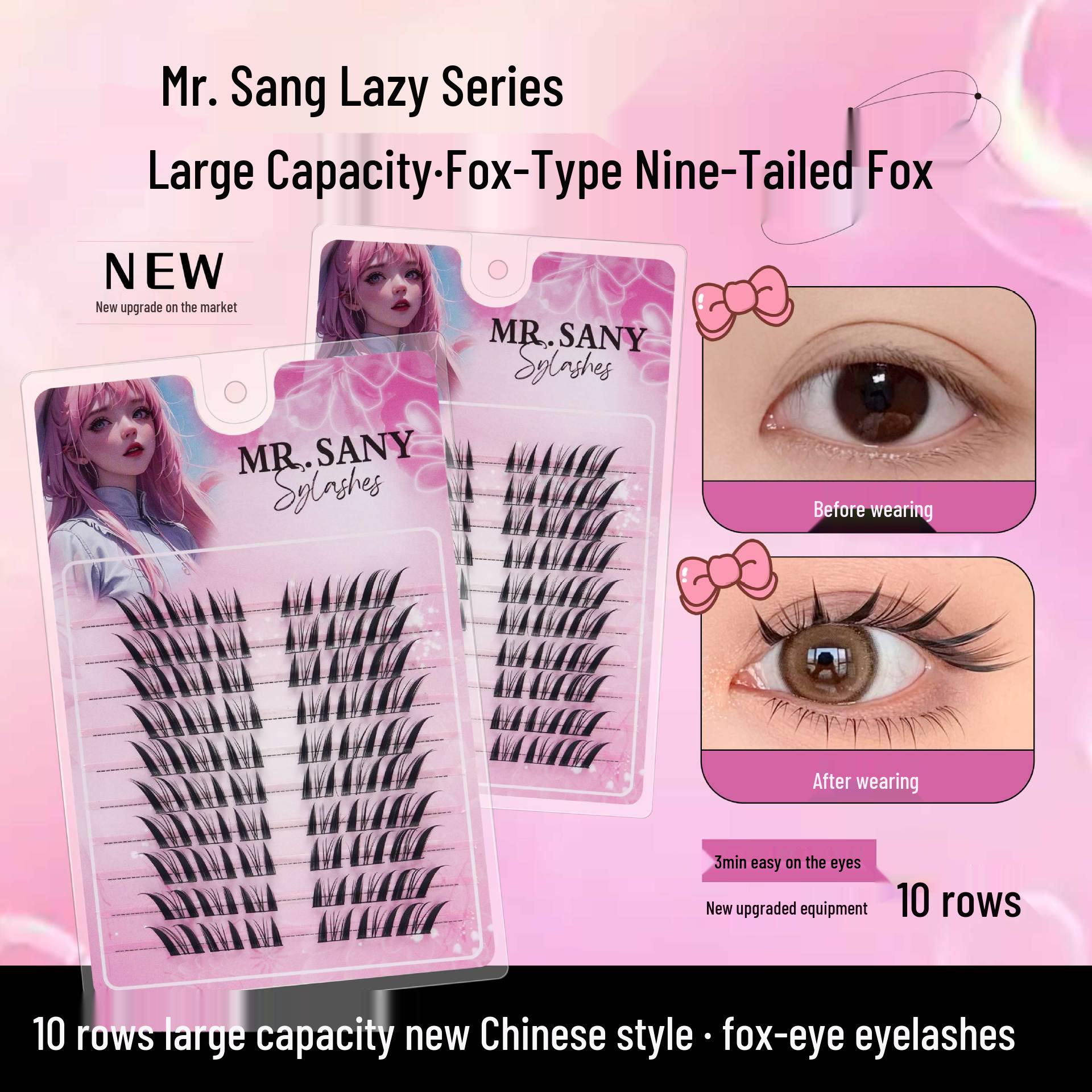 

Накладные ресницы большой вместимости в десять рядов: Хит продаж, дизайн «колосок» с двойным острием, самопрививающиеся сегментированные пучки, естественный вид.