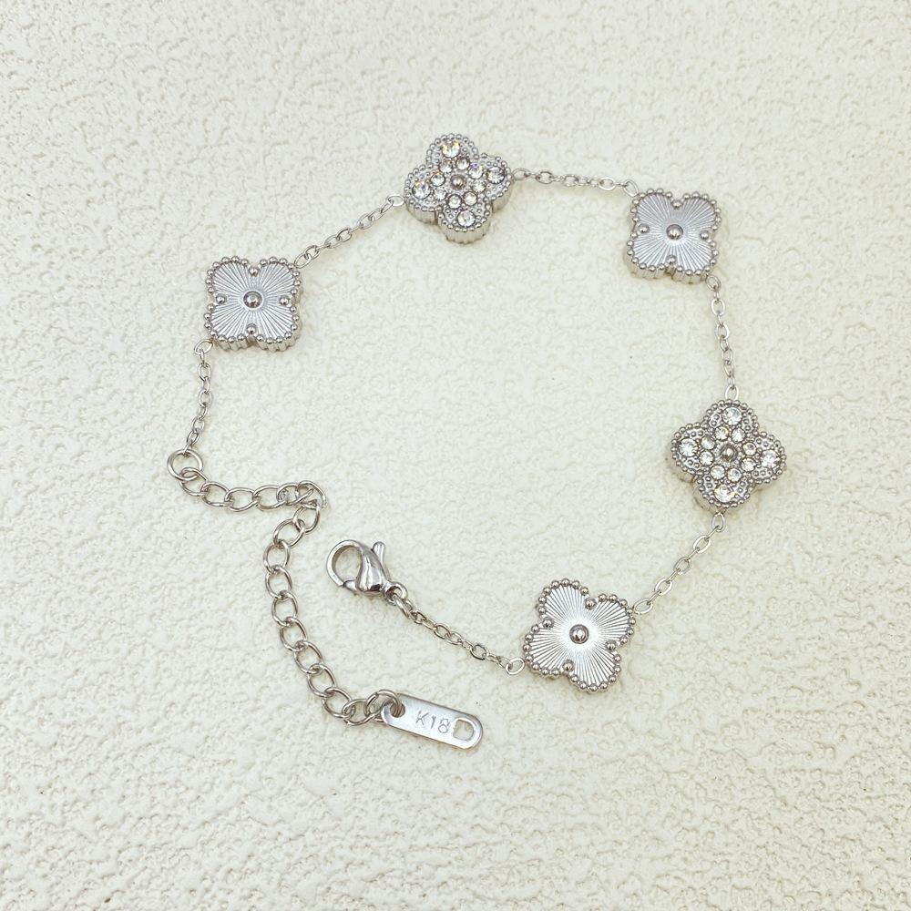 13mm Four Leaf Flower Bracelet Ladies Women's Fashion Four Leaf Flower Titanium Bracelet