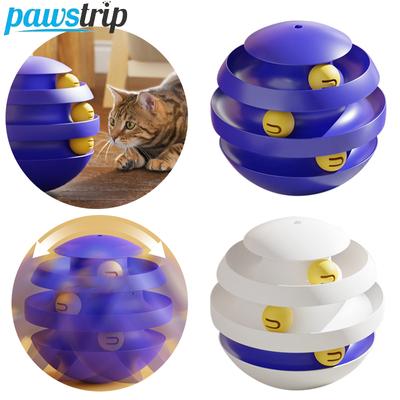 3 Schichten Katzenspielzeug Interaktiver Turm Drehtischspielzeug Katzen Drehtischspielzeug mit Ball Haustiertrainings Tumbler Spielzeug Katzenzubehör