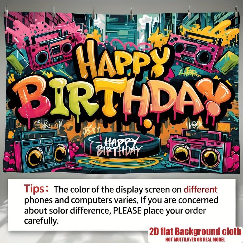Hip Hop Graffiti Birthday Backdrop 1pc - Polyester Party Decor