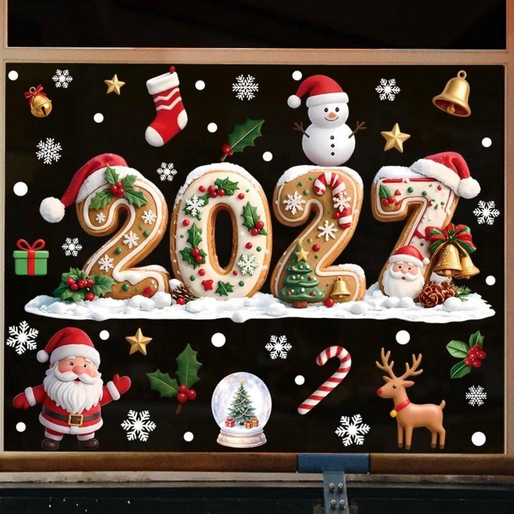 Abnehmbare Statische 2027 Statisch Haftende Aufkleber Wasserdicht Weihnachtsfeier Türaufkleber Festliche Dekorationen