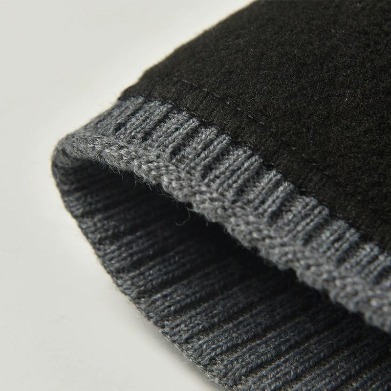 WTEMPO Men's Solid Color Thick Fleece Winter Soft Plush Woolen Hats Cold-proof Windproof Outdoor Cycling Knitted Hats