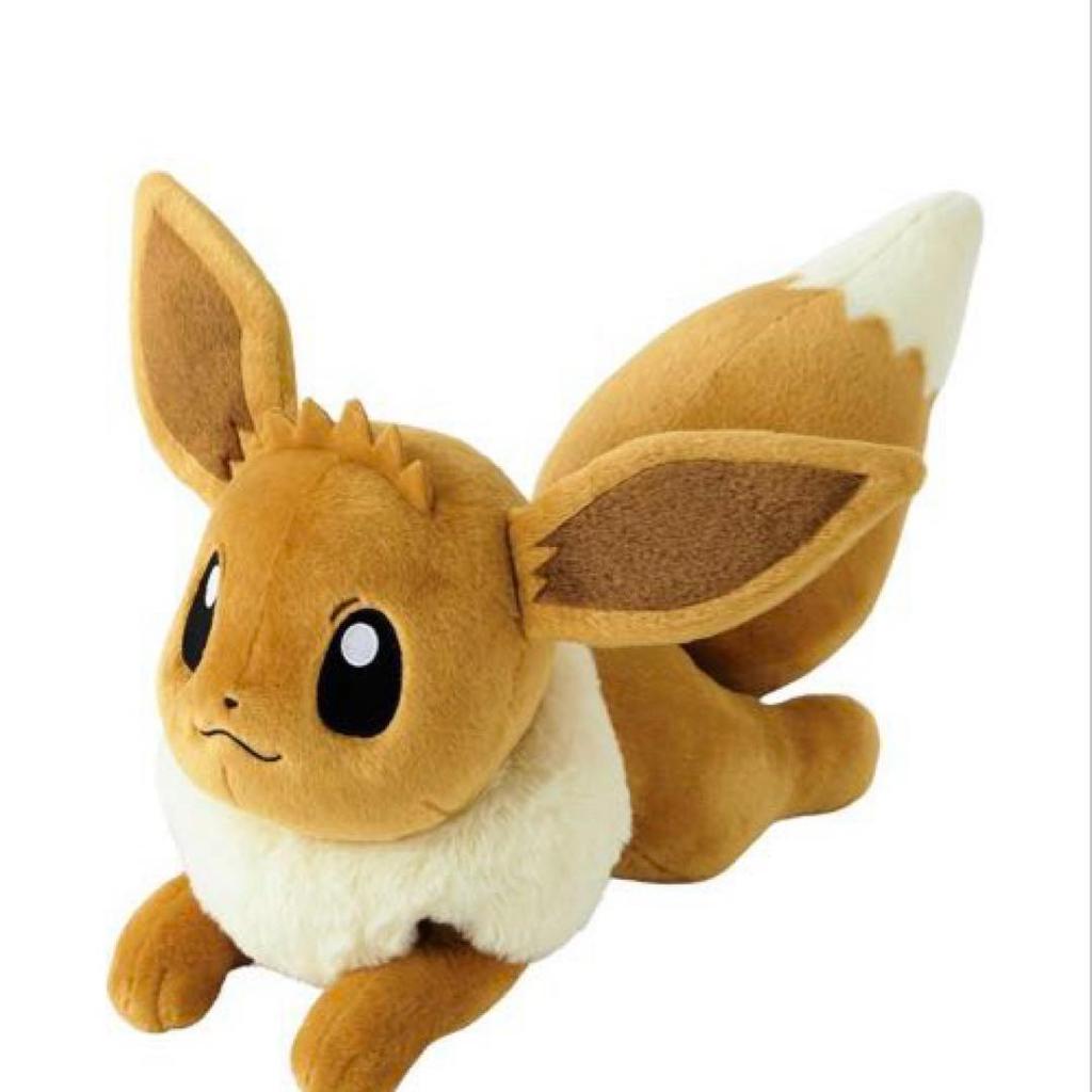 [USED] Birthday Box Plush Toy Life-Size Eevee Lying Down with Bonus Included Pokemon