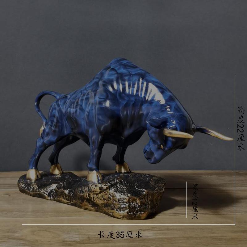 Resin Handicrafts Realistic Figure Sculpture Golden Bull Figurine Bull Statue Cattle Cow Decorative Figurines Home Decoration