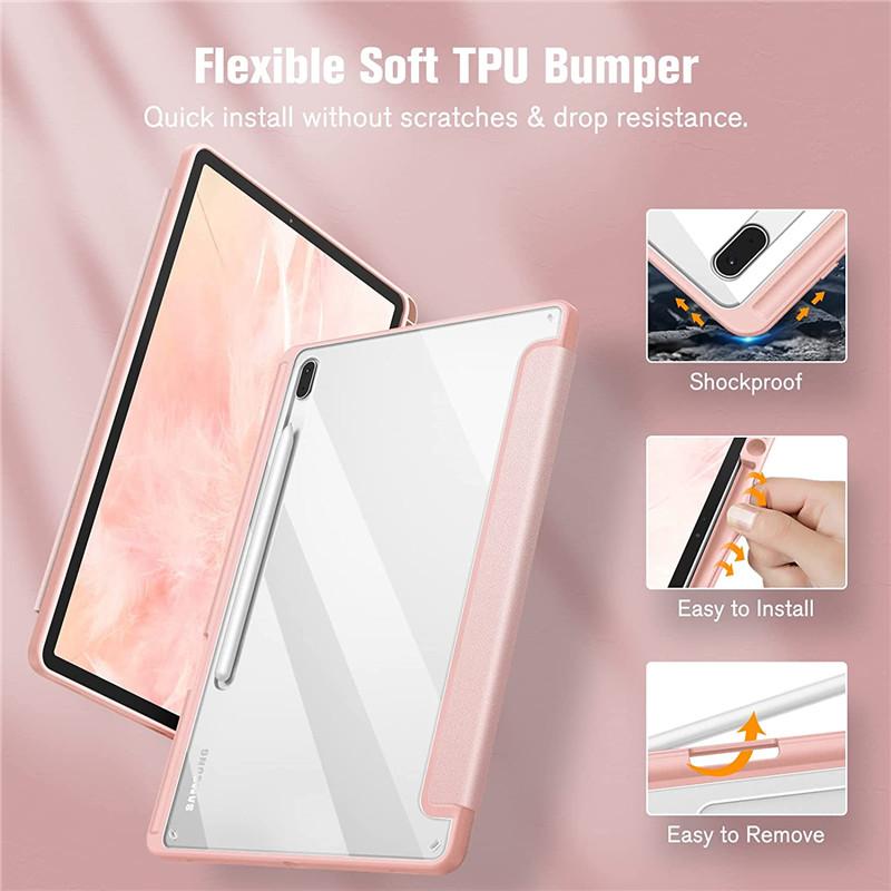 Custodia per Samsung Galaxy Tab S10 S9 S8 S7 Plus FE 12,4 Pollici Cover Posteriore in Acrilico per Tablet per Tab S10 Lite S9 FE Custodie con Portapenne