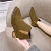 Large Size Pointed Head Thick with Martin Boots Female 2025 New A Foot Stirrup Suede Low Heel Short Boots