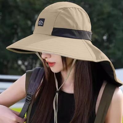 Summer Wide Brim Fisherman Hat Versatile Sun Shade Hat Drawstring Bucket Hats for Camping Hiking