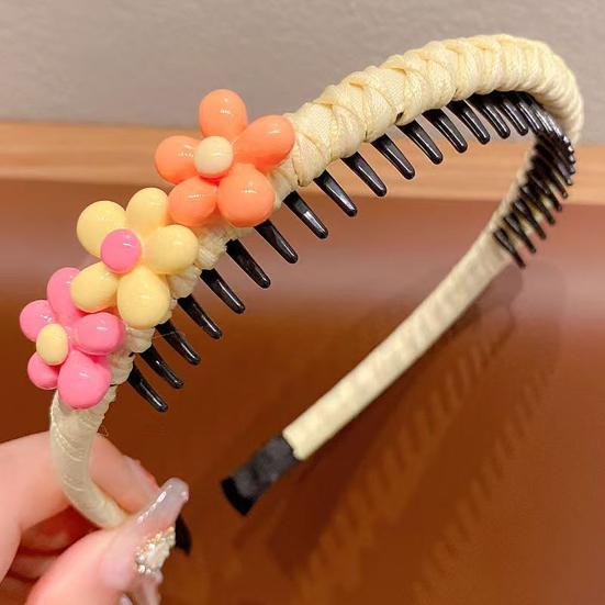 Baby Headband Anti-Slip Toothed Comb Soft 3D Heart Flower Decoration Hair
